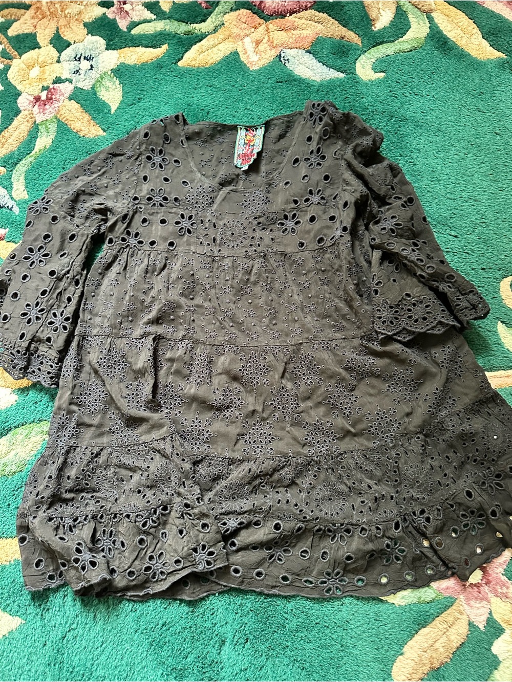 Johnny Was Black Eyelet Embroidered Tunic